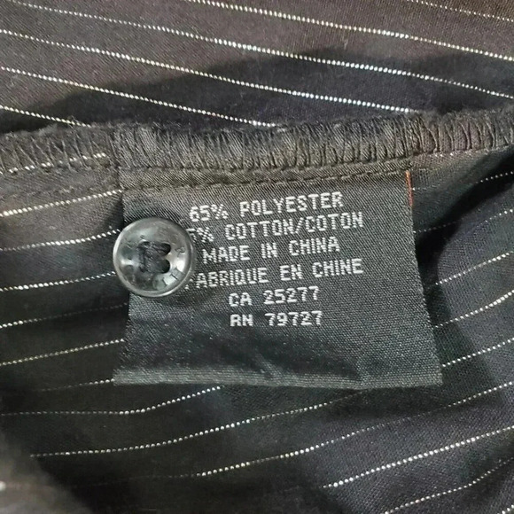 For Him London Men's Black Pinstripe Rhinestone Cross Button Up Shirt L - Picture 15 of 16